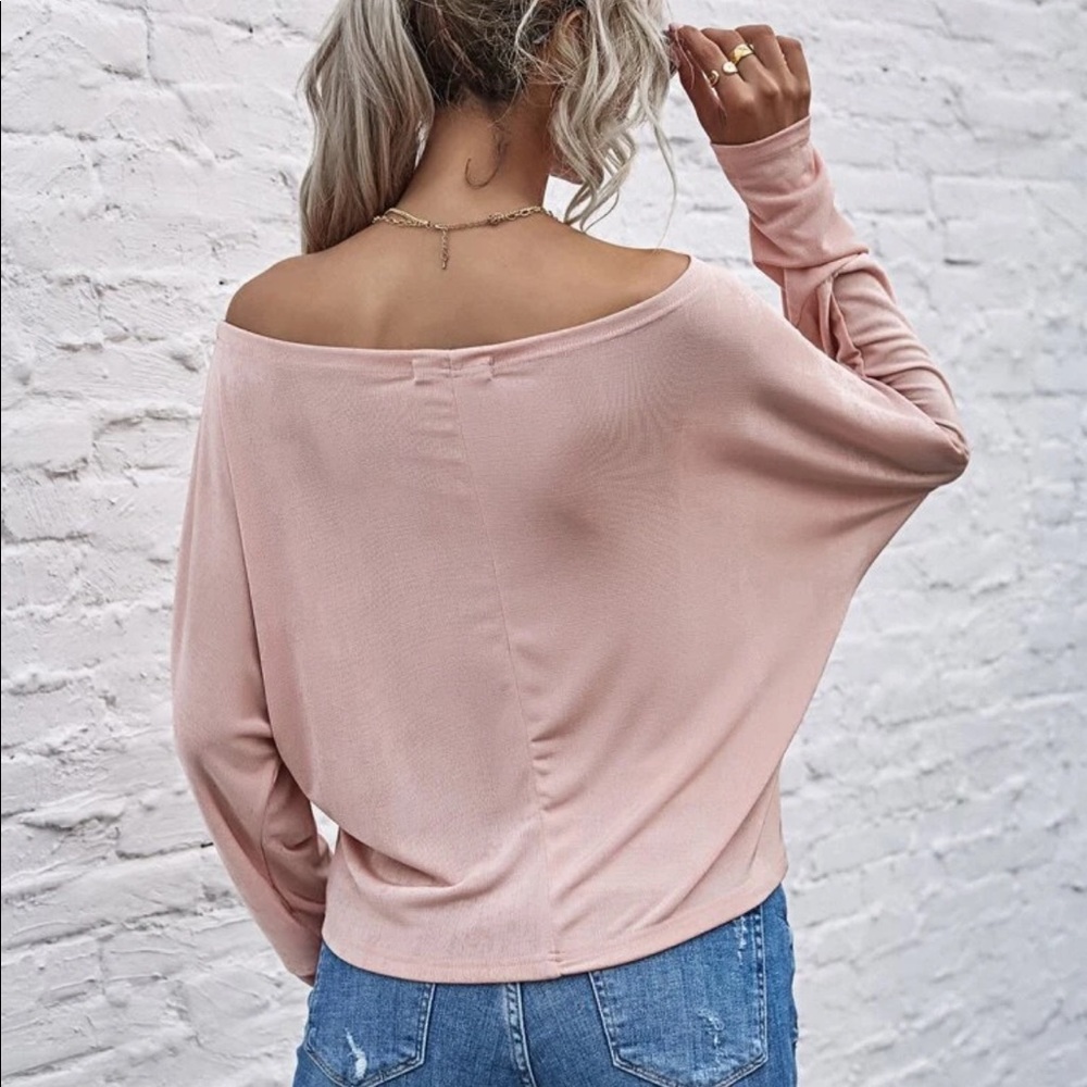 Boho off shoulder dolman sleeve solid blouse